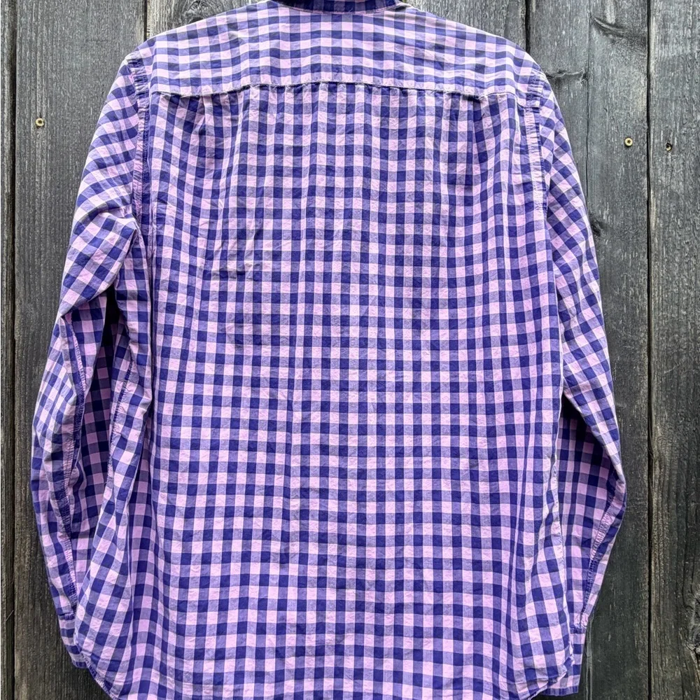 J.Crew Unisex Gingham Button-Down Shirt Purple‎ & Lavender Check Medium